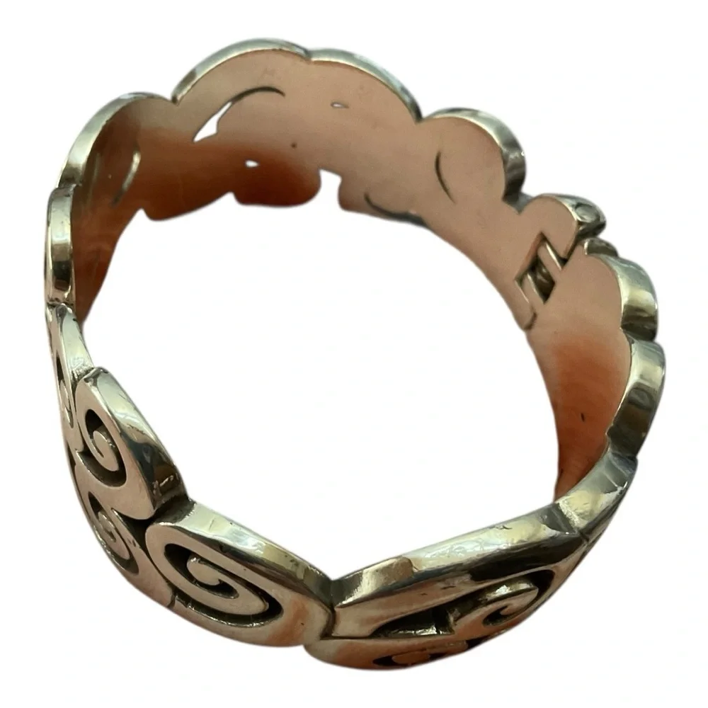 Brighton Mingle Mix Hinged Silver Swirl Cuff Bangle Bracelet 3081